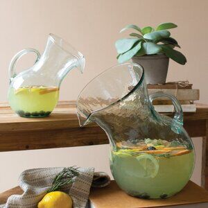 Recycled Columbian Glass Large Glass Tilted Pitcher 8" x 12"t